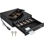 VEVOR Cash Register Drawer, 16" 12 V, for POS System with 5 Bill 8 Coin Cash Tray, Removable Coin Compartment & 2 Keys Included, RJ11/RJ12 Cable for Supermarket, Bar, Coffee Shop, Restaurant