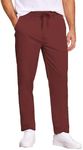 COOFANDY Men's Christmas Dress Pants Regular Fit Flat Front Casual Pants Expandable Waist Chino Slack Trousers Wine Red