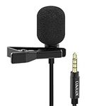 Cubilux Unidirectional 3.5mm Lavalier MIC, 1/8” Passive Noise Cancelling Cardioid Clip Lapel Microphone Compatible with MacBook Pro/Air Laptop Smartphone Tablet iPad for Singing Dictation More, 5 FT