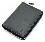 STARHIDE Women RFID Safe Protector Zip Around Genuine Leather Wallet with Coin Pocket Gift Box 5550 (Black)