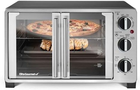 Elite Gourmet ETO2530M Double French Door Countertop Toaster Oven, Bake, Broil, Toast, Keep Warm, Fits 12" pizza, 25L capacity, Stainless Steel & Black