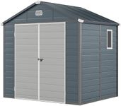 YITAHOME 8x6.2FT Outdoor Resin Storage Shed w/o Floor, All-Weather Plastic Shed with Lockable Doors, Window & Vents, Plastic Tool Shed for Backyard, Patio, Poolside, Lawn, Dark Gray