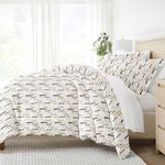 Home Collection iEnjoy Home Hotel Collection Premium Ultra Soft Feathers Pattern 3 Piece Duvet Cover Bed Sheet Set King/California King Navy