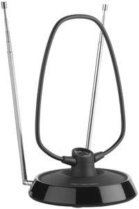 One For All - Antena de TV para Interior - Recibe TDT en un Rango de 5km - Antena HDTV Digital - Incluye Cable Coaxial de Alto Rendimiento - VHF/UHF - Negra - SV9033