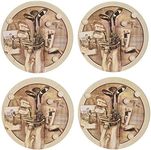 Thirstystone Golf Treasures Natural Sandstone Coaster 4 Pack Eco-Friendly, Absorbent, Easily Wipes Clean