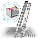 AOLISHENG 1 Pair Full Extension Drawer Slides Rail 8 10 12 14 16 18 20 22 24 Inch 100 LB Load Capacity Side Mount Ball Bearing Metal Dresser Runner File Cabinet Trash Can Slider Kitchen Glide Silver