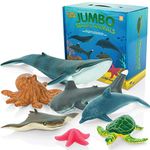 Learning Minds Jumbo Sea Animal Figures - Set of 7 Educational Fish Toys For Children - Shark, Whale, Dolphin Toys For Kids - Toy Fish & Sea Creatures For Children - Suitable From Age 18 Months