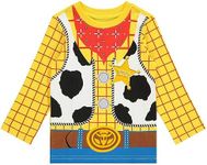 Disney Toy Story Long Sleeve Shirt Pixar Buzz Lightyear and Sheriff Woody - Toy Story Long Sleeve Costume T-Shirt, Yellow, 3