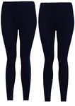 2 Girls Basic Black Stretchy Casual Leggings Size 5-13 yrs (11-12 Years, Black)