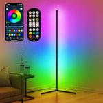 riyo Led Floor Lamp, RGB Corner Floor Lamp with APP and Remote Control, 16 Million Colors & 68+ Scene Color Changing Ambience Light with Music Sync for Living Room, Bedroom, Gaming Room