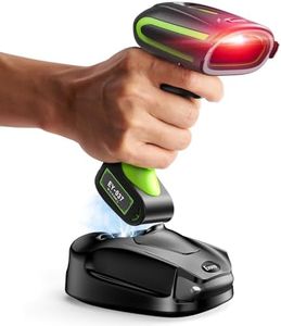 Eyoyo 2D QR Industrial Barcode Scanner with Wireless Charging Stand, Rugged Heavy Duty & IP65 Waterproof 3-in-1 Bluetooth & Wireless & USB Hands-Free Barcode Reader for Laptop Desktop Tablet Android