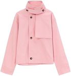 Kukume Little Girls Outwear Jacket Hooded Lightweight Button Down Short Trench Coat Active Windbreaker Jacket