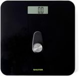 Salter 9224 BK3R Eco Power Digital Bathroom Scale – Electronic Body Weight Scale with 180KG Capacity, Tempered Glass Platform, No Batteries Required, Push to Power, Easy Read LCD Display, Black