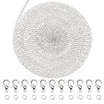 TOAOB Jewelry Making Chains Kit 39 Feet Silver Plated 3x2mm Link Cable Chain Necklace Chains with 100pcs Jump Rings and 30pcs Lobster Clasps for Craft