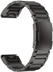 Zitel Band Compatible with Garmin Fenix 8 47mm, Fenix 7/7 Pro, Fenix 6/6 Pro, Fenix 5/5 Plus, Epix Pro/Gen 2 47mm, Forerunner 965/955/945/935, Titanium Alloy Metal 22mm Strap - Black