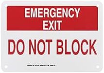 Brady 127147 Fire Safety Sign, Legend "Emergency Exit Do Not Block", 7" Height, 10" Width, Red on White