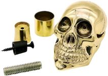 Cane Handle Only Brass Tip - Screw-on Decorative Topper for Walking Stick, Replacement Handle for Canes and Sticks - Skull Head Design - Dragon Style Grip - Brass Knob - Hardware Connections