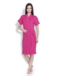 Sanddune Women Bathrobe | Terry Cotton Shower Gown | Half Sleeve Knee Length Ladies Bath Robes | Pocket with Waist belt Girls Bathrobes | Dark Pink Bathrobe - Extra Large Size