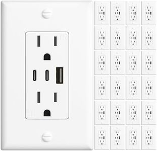 Amico 6.0A USB Outlet 24 Pack, 3-Port 30W Wall Outlets with 2 Type C & 1 Type A, 15 Amp Receptacle Plug, Tamper Resistant Receptacle, Wall Plate Included, ETL Listed, White