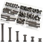 CEEYSEE 140Pcs(70 Sets) Chicago Screws Assorted Kit M5 x 5/10/15/25/35/45mm Nail Rivet Chicago Button for DIY Leather Decoration Bookbinding Round Flat Head Stud Screw (ZBYC-QS)