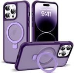 SKYLMW Compatible with iPhone 14 Pro Max Case with Invisible Magnetic O-Ring Stand Military-Grade Translucent Case for iPhone 14 ProMax 6.7" [Compatible with MagSafe][Great Grip Feeling], Purple
