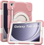 New Case for Samsung Galaxy Tab A9+ Case 11 Inch with Pencil Holder 360° Rotating Handheld Stand, Sturdy Shockproof Galaxy A9 Plus Tablet Case 2023 SM-X210/X216/X218 (Pink)