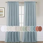 H.VERSAILTEX Stone Blue Linen Curtains 84 Inch Length for Living Room 2 Panels Set Rod Pocket Light Filtering Semi Sheer Curtains for Bedroom Country Farmhouse Drapes 52x84 Long