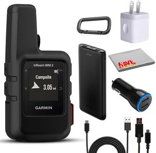 Garmin inReach Mini 2 Satellite Communicator, Lightweight Compact Rugged Design, Portable Handheld GPS for Hiking, Text Messaging Device Bundle with Accessories (Black)