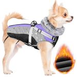 AUTOWT Winter Dog Coat for Small Dogs, Waterproof Dog Coats Warm Dog Jacket with Built in Harness, Adjustable Reflective Fleece Lining Dog Cold Weather Coat Furry Clothes for Puppy Winter Snow,Red,XS