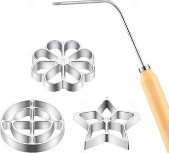 Nordic Style Rosettes & Timbale Pastry Mould Set, Rosette and Timbale Set with Handle, Cookie Mould, Funnel Cake Maker Kit, Cookie Press Discs (4)
