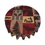 Giwawa Vintage Bear Deer Tablecloth Round 60" Rustic Wildlife Elk Moose Cabin Lodge Forest Animal Tree Circular Table Cloth Cover for Dining Kitchen Parties Outdoor Farmhouse Country Style Decor