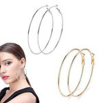 Uni-Fine 2 Pack Big Hoop Earrings, Stainless Steel Big Hoop Earrings Silver Gold Hypoallergenic Earrings Big Earrings for Women Girls Gift (60MM)