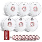 SITERWELL Smoke Detector Fire Alarm with Magnetic Fastening Kit and Built-in Battery, Fire Safety with Photoelectric Technology for Home Bedroom and Babyroom, UL Listed, GS528A, 6 Packs