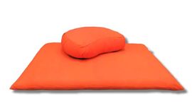 NutriBuck® ZAFU & Zabuton Meditation Yoga Mat Cushion Combo Filled with Buckwheat Hulls (Crescent Zafu and Zabuton (Orange))