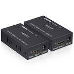 MISOTT HDMI Extender, 60 Meters HDMI Transmitter and Receiver Over Single RJ45 Cat5e/6/7 Ethernet Cable, HDMI to RJ45, RJ45 to HDMI, Supports 1080p, 3D, HDCP, EDID, Up to 196ft(60m)