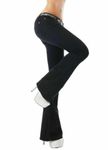 Noir Triple xxx Women's Hipster Low Rise Bootcut Jeans Black UK 4-12