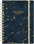 Student Planner 2024-2025 - Student Diary 2024-2025, Academic diary Week to View from August 2024- July 2025, 15.4 x 21.3 CM, Twin-wire Binding, Monthly Tabs, Back Pocket, Elastic Closure - Navy Blue
