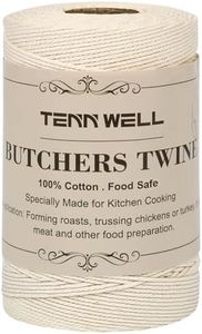 Tenn Well Cooking Twine, 3Ply 656Feet 1mm Food Safe Cotton Kitchen String Butchers Twine for Roasting, Trussing Turkey, Tying Meat, Making Sausage, Baking and More