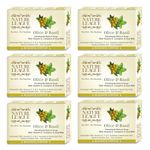 NATURE LEAGUE-OLIVE & BASIL Natural Skin Hydrating, Detoxing Handmade Soap, With Natural Oils, Goat Milk, Camphor, Vitamin-E,Captivating Fragrance,SLS & Paraben Free,Pack of 6 (600 gms)