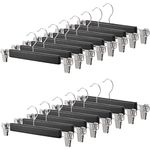 Tosnail 15 Pack 14-Inches Natural Wooden Hangers Skirt Pants Clothes Hangers with Clips Jeans Hangers - Black