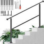 ORWOD Hand Rails for Outdoor Steps, 5 Step Handrail Railings & Indoor Stair Railing Kit, Aluminum Alloy Exterior Hand Railing for Seniors, Adjustable Staircase Railing for Concrete, Porch, Deck, Brick