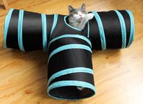 Webeasy Cat Tunnel 3-Ways Collapsible Cat Toy Tunnel Tube 25 cm high Cat Interactive Toy for Indoor Cats Extended Game Tunnel for Cats, Puppies, Kittens, Rabbits, Dogs(Light Blue)