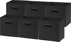 SimpleHouseware Foldable Cube Storage Bin with Handle, 6 Pack, Black