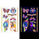 S.A.V.I Neon Temporary Tattoos, Glow UV Neon Body Face Animal Tattoos, Lion, Tiger, Wolf, Armband, Tattoos Flash Fake Waterproof Tattoo Stickers for Women Men Girls Body Art, Size- 21x15CM