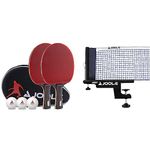 JOOLA Duo PRO Table Tennis Set of 2 Table Tennis Bats + 3 Balls + Cover Red/Black 6 Pieces & Avanti Premium Table Tennis Post Set Portable and Easy Setup Regulation Size Ping Pong 2"