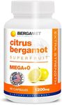 Citrus Bergamot MEGA+O 40% BPF 600mg 60 Tablets - Extra Strength Natural Cholesterol & Heart Supplements w/ Multiple Clinical Studies. Manage Blood Glucose & Blood Sugar. Non-GMO. Vegetarian.