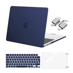MOSISO Compatible with MacBook Air 13 inch Case 2024 2023 2022 M3 A3113 M2 A2681,Plastic Hard Shell for MacBook Air Case M2 M3 13.6 inch with Keyboard Cover&Screen Film&Type C Adapter, Navy Blue