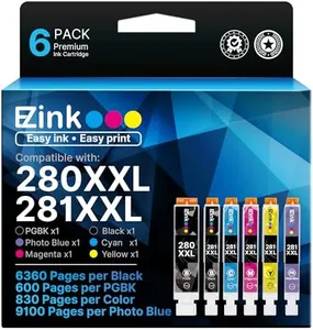 E-Z Ink Compatible Ink Cartridge Replacement for Canon PGI-280XXL CLI-281XXL PGI 280 XXL CLI 281 XXL to use with PIXMA TS8320 TS8220 TS8120 (PGBK, Black, Photo Blue, Cyan, Magenta, Yellow) 6 Pack