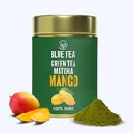 BLUE TEA - Green Tea Mango Matcha - 1.76 Oz | BLACK DEALS FRIDAY | FLAVORFUL DELIGHT | Mango Matcha Powder | Iced & Hot Tea, Mocktails | Gluten Free - Herbal Tisane - GMO Free - Vegan | Resuable Tin Pack