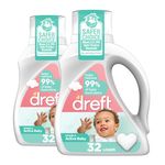 Dreft Stage 2: Active Hypoallergenic Liquid Baby Laundry Detergent (HE), 50 Ounces (32 Loads), 2 Count